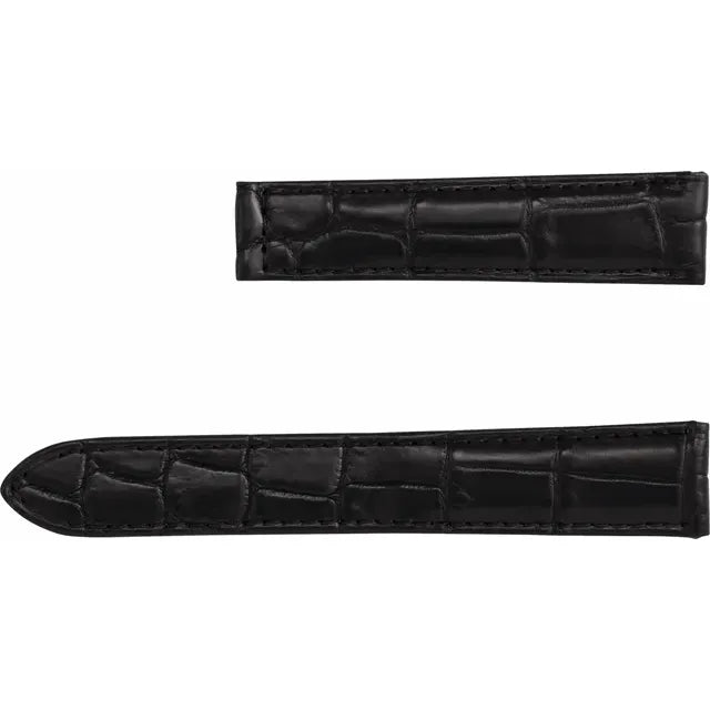 18mm Black Alligator Leather Watch Strap - Cartier Tank Francaise Replacement