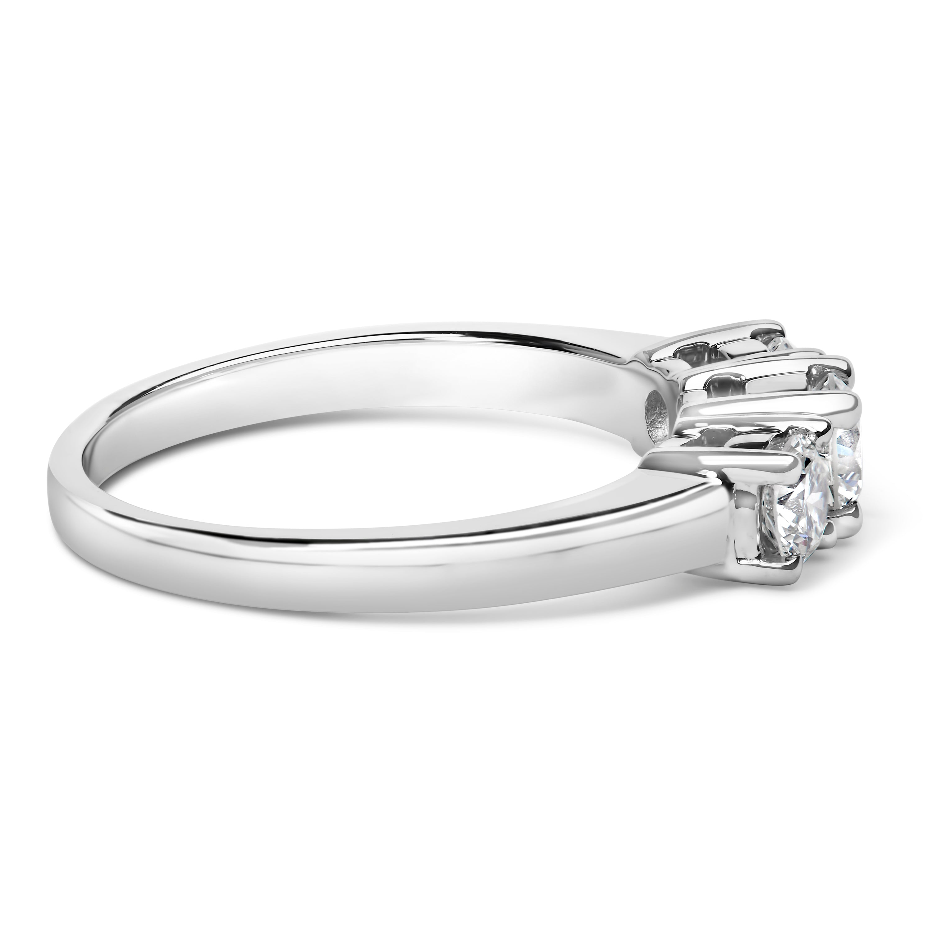 14K White Gold 3/4 Cttw Lab Grown Diamond 3 Stone Ring Band (F-G Color, VS2-SI1 Clarity)- Size 7