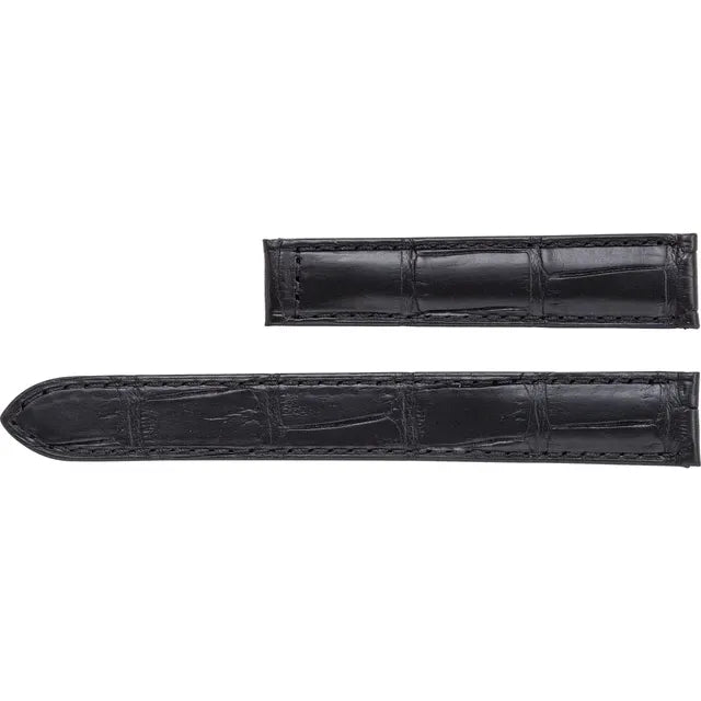 18mm Black Alligator Leather Watch Strap - Cartier Tank Francaise Replacement