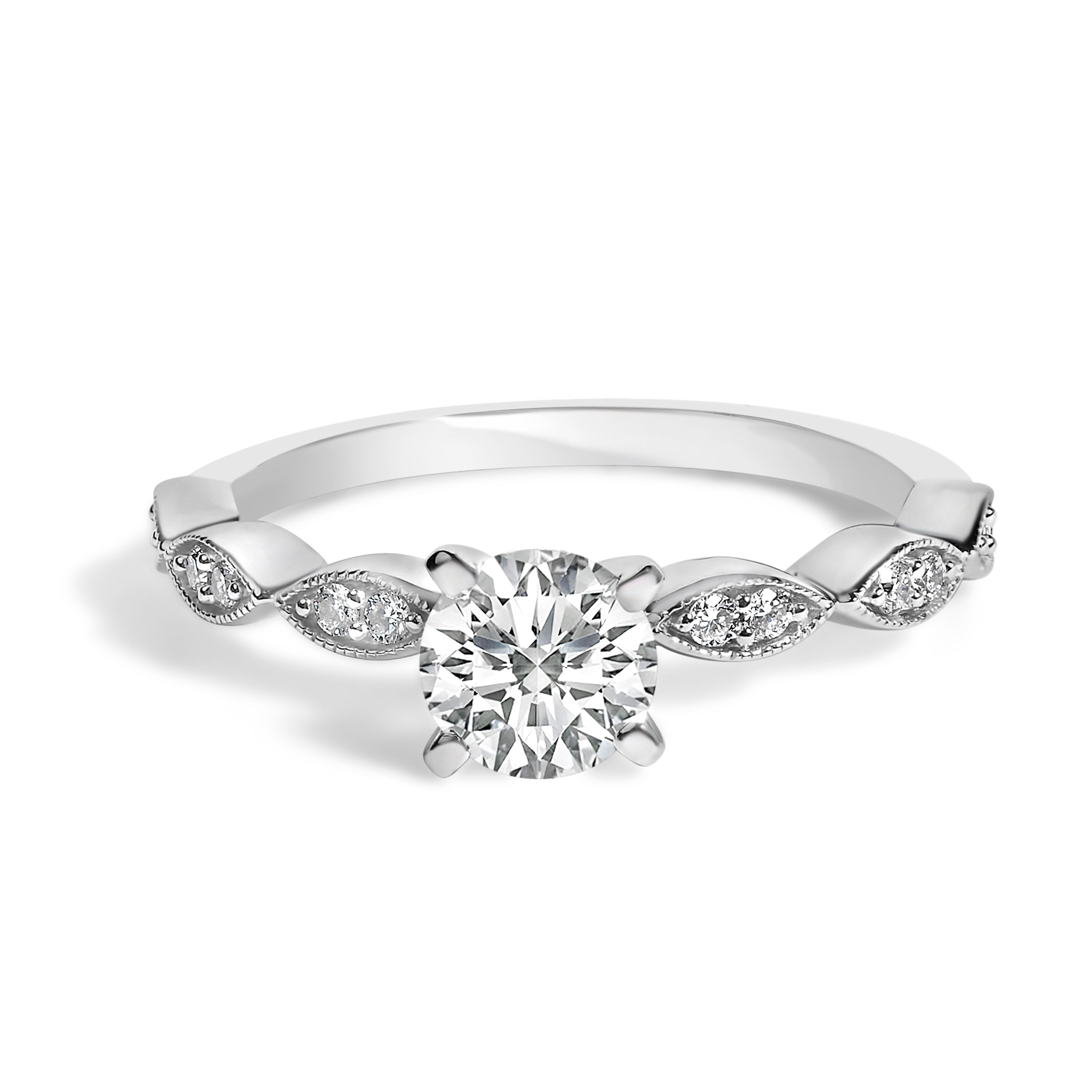 14K White Gold 1.0 Cttw Lab Grown Diamond Vintage Style Marquise Link Bridal Ring Set (F-G Color, VS1-VS2 Clarity) - Ring Size 5