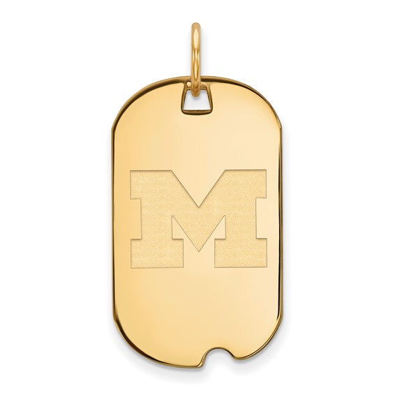 University of Michigan Letter M 14k Small Dog Tag Pendant