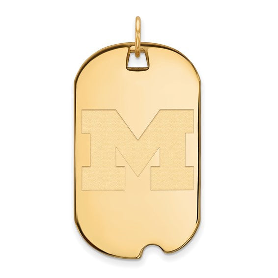 University of Michigan Letter M 14k Large Dog Tag Pendant
