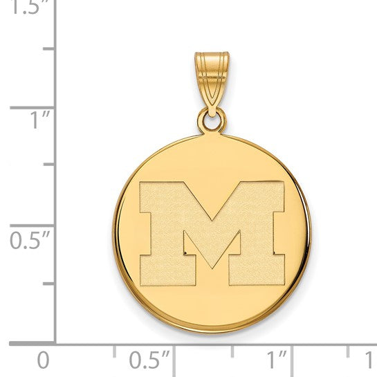 University of Michigan 14k Letter M Large Disc Pendant