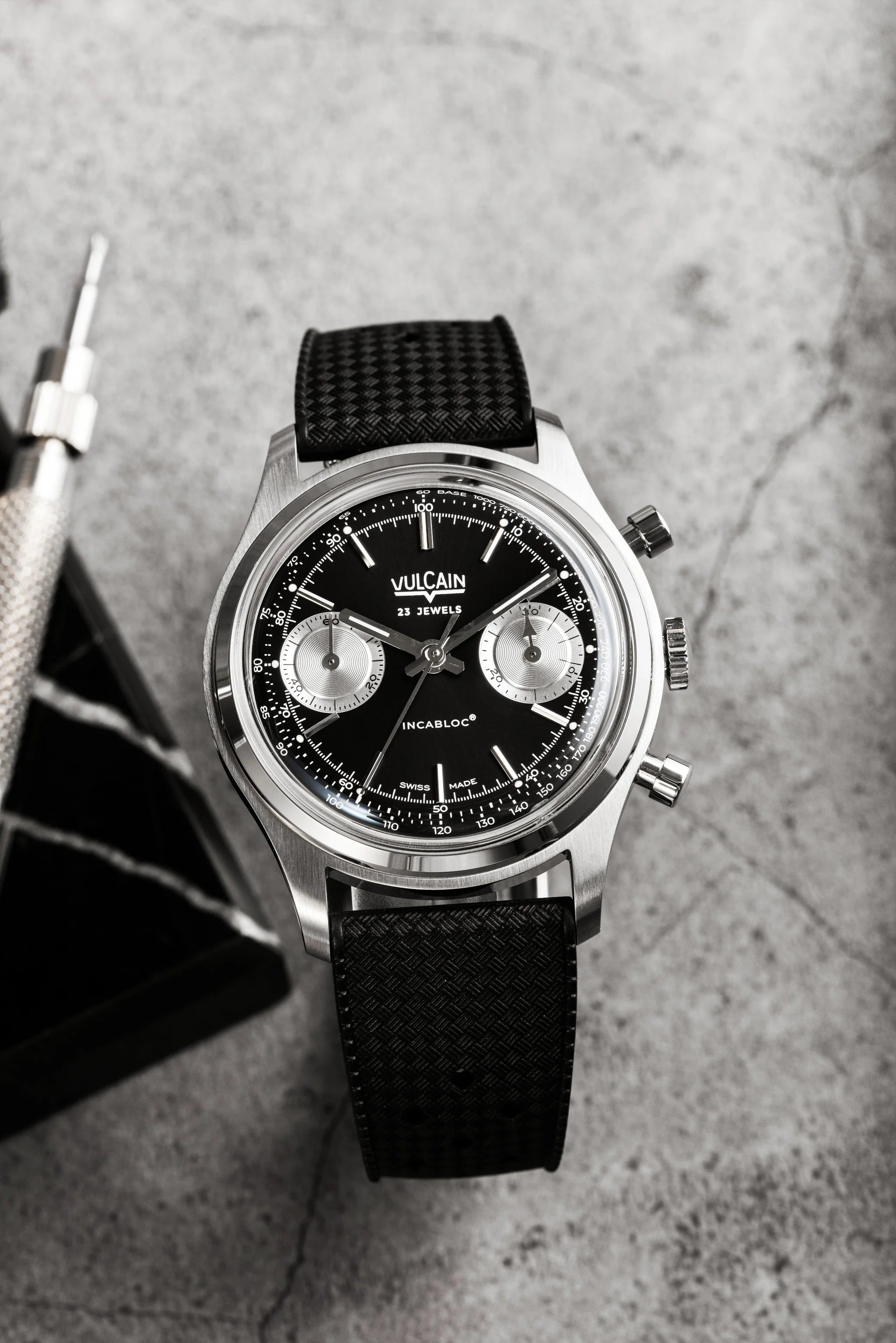 Vulcain Chronograph 1970's Black & Silver (38mm) 640109A00.BAC201