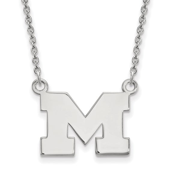 University of Michigan 14k Letter M Small Pendant on 18"Cable Chain