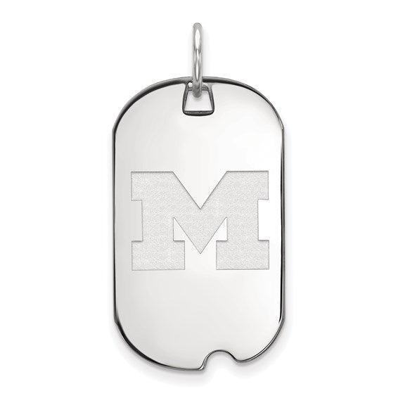 University of Michigan Letter M 14k Small Dog Tag Pendant