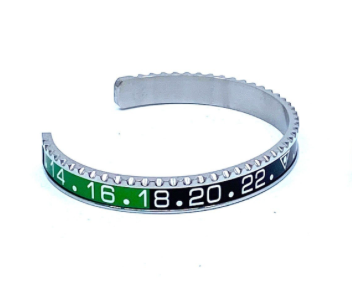 Stainless Steel GMT Watch Bezel Cuff Bangle Bracelet