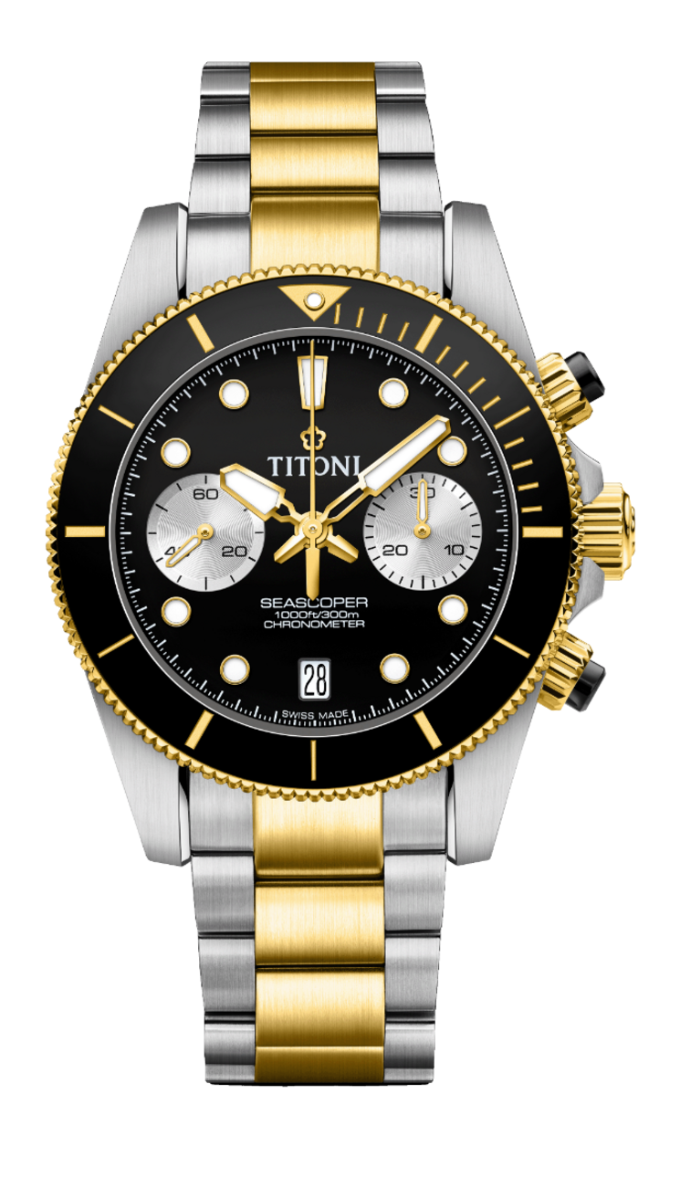 Titoni Seascoper 300 Chronograph Black Two Tone (42mm) 94300 SY-BK-731