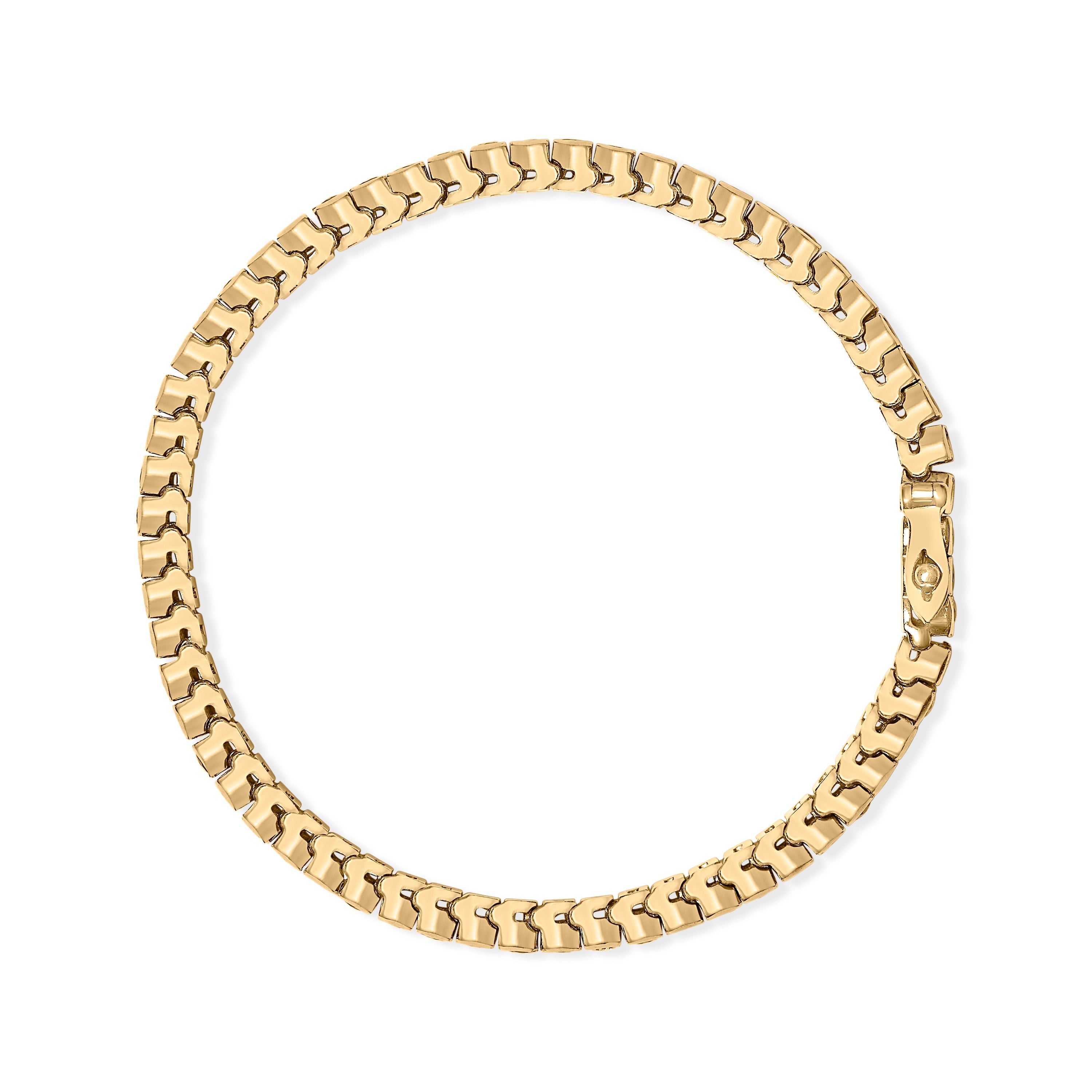 14K Yellow Gold 1 3/4 Cttw Diamond and 5.0 Cttw Blue Sapphire Bezel Set Tennis Bracelet (G-H Color, SI1-SI2 Clarity) - 7" Inches