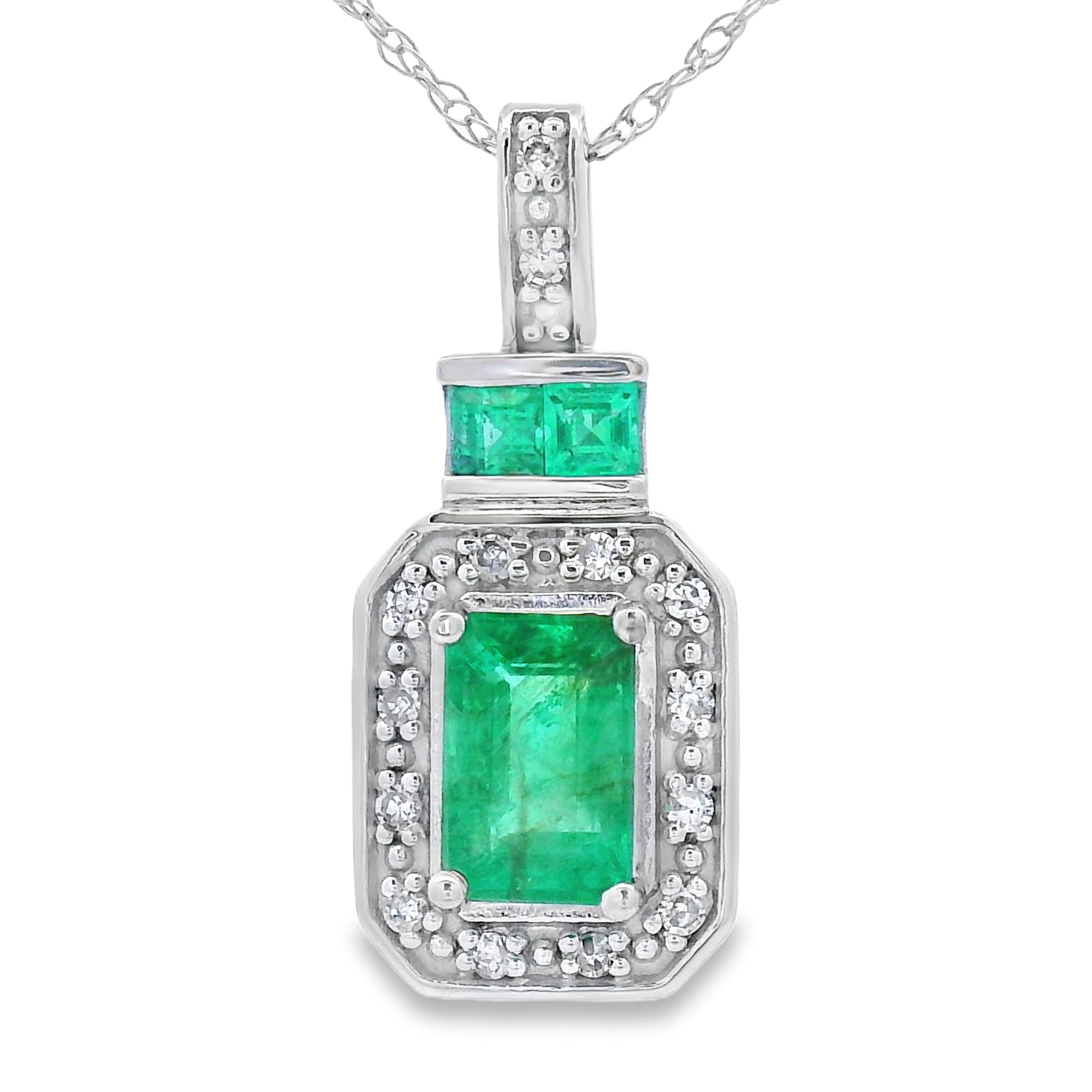 .64ct Emerald Diamond Fashion Pendants 14KT White Gold