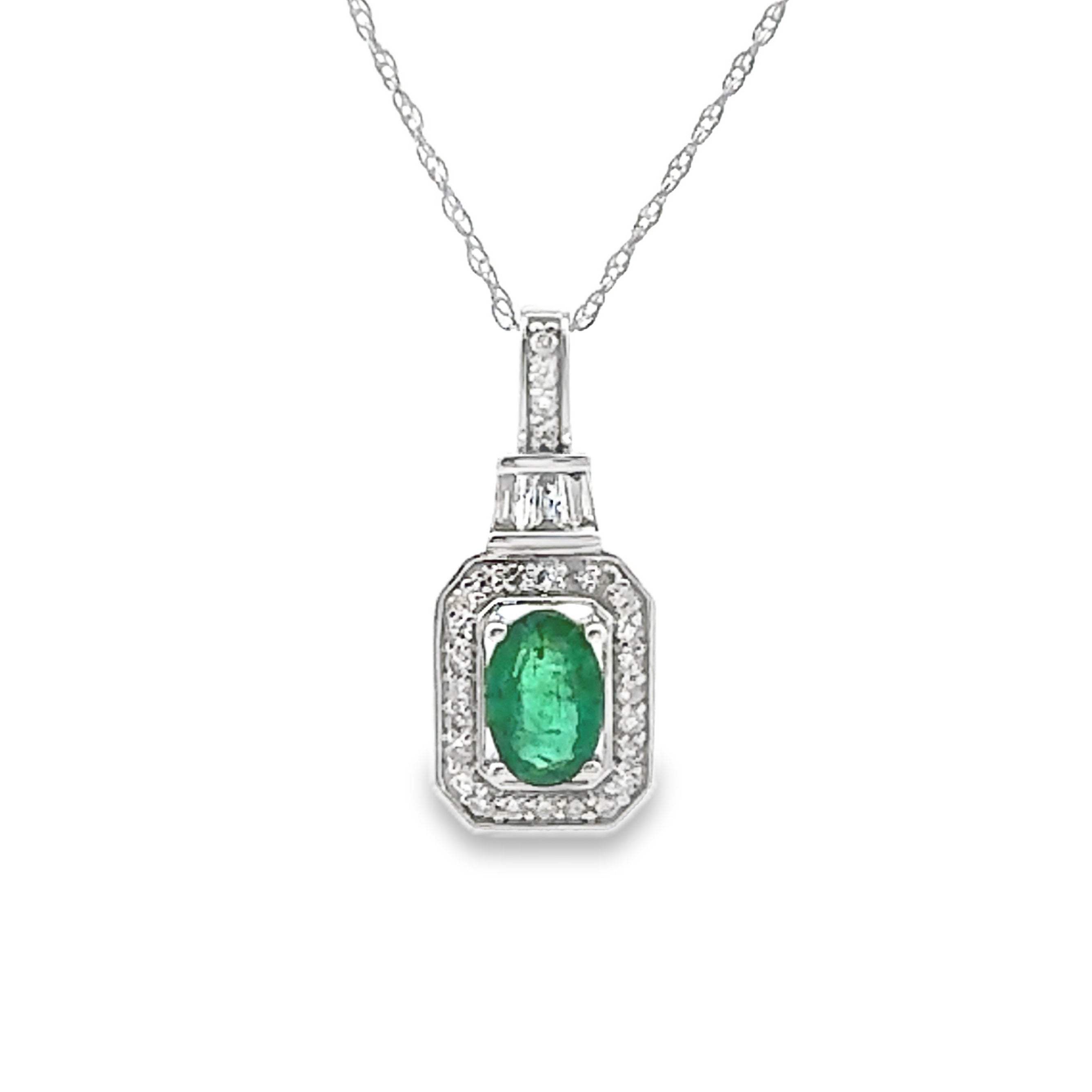 .57ct Emerald Diamond Fashion Pendants 14KT White Gold