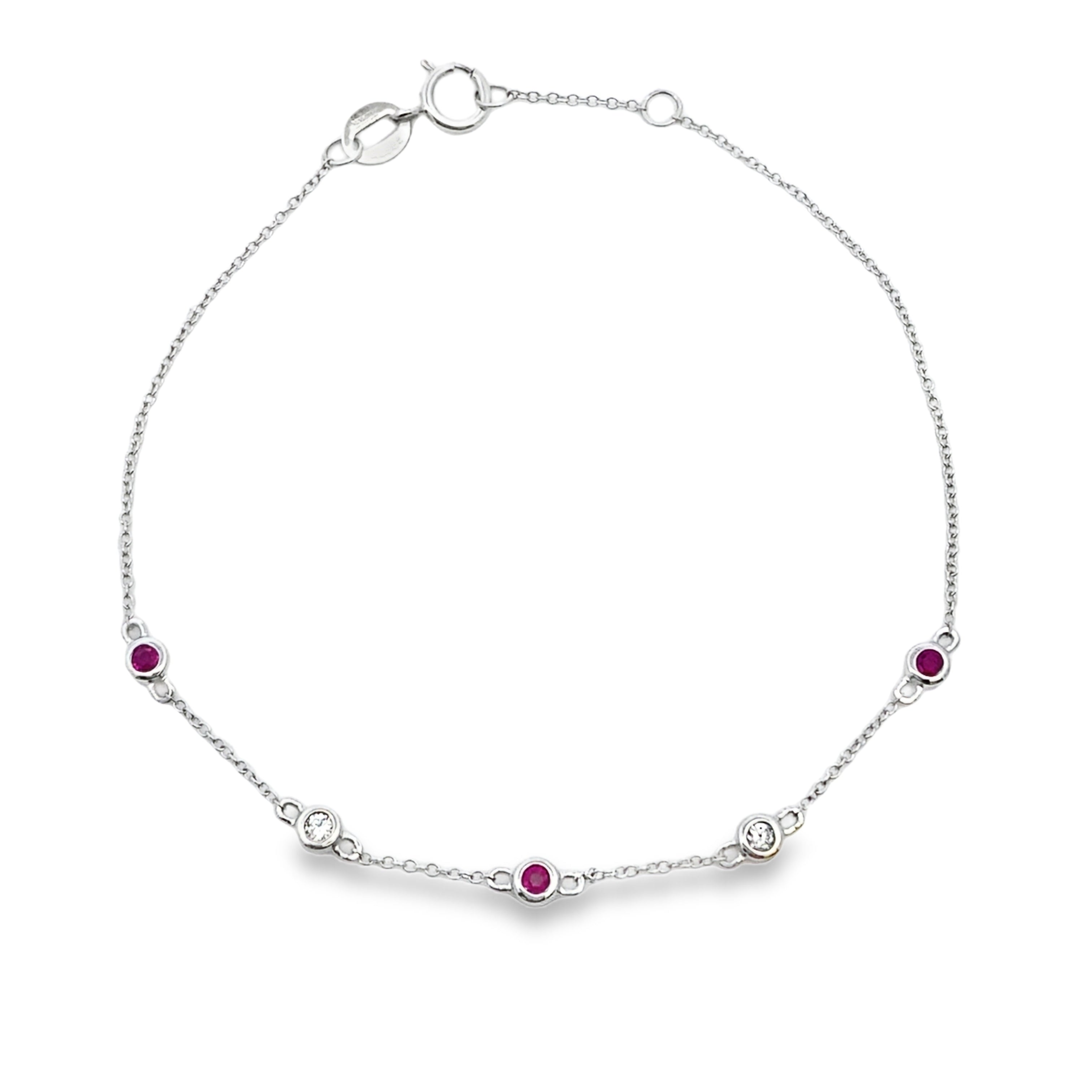 .17ct Ruby Diamond Bracelet 14KT White Gold