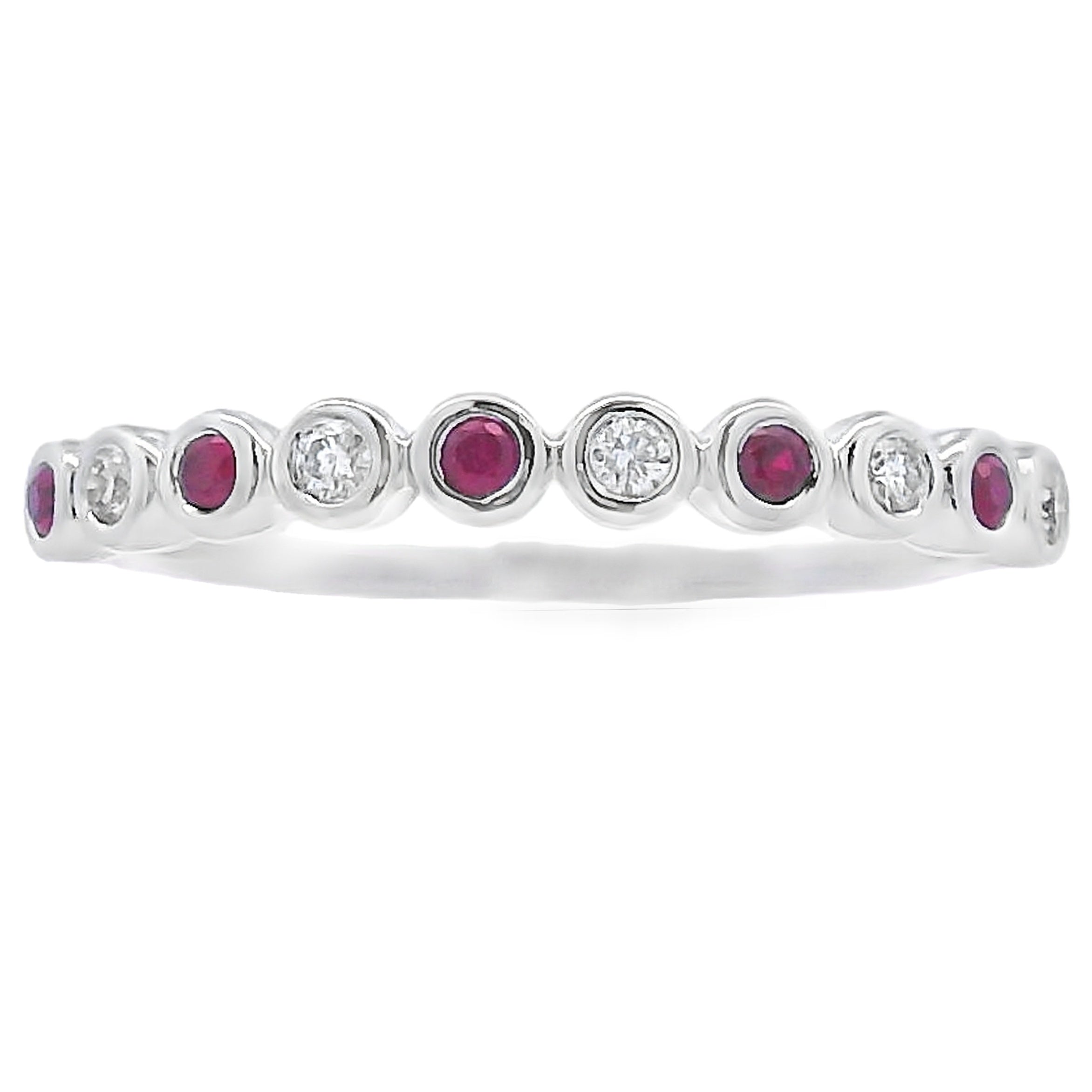 .18ct Ruby Diamond stackable band set 14KT White Gold