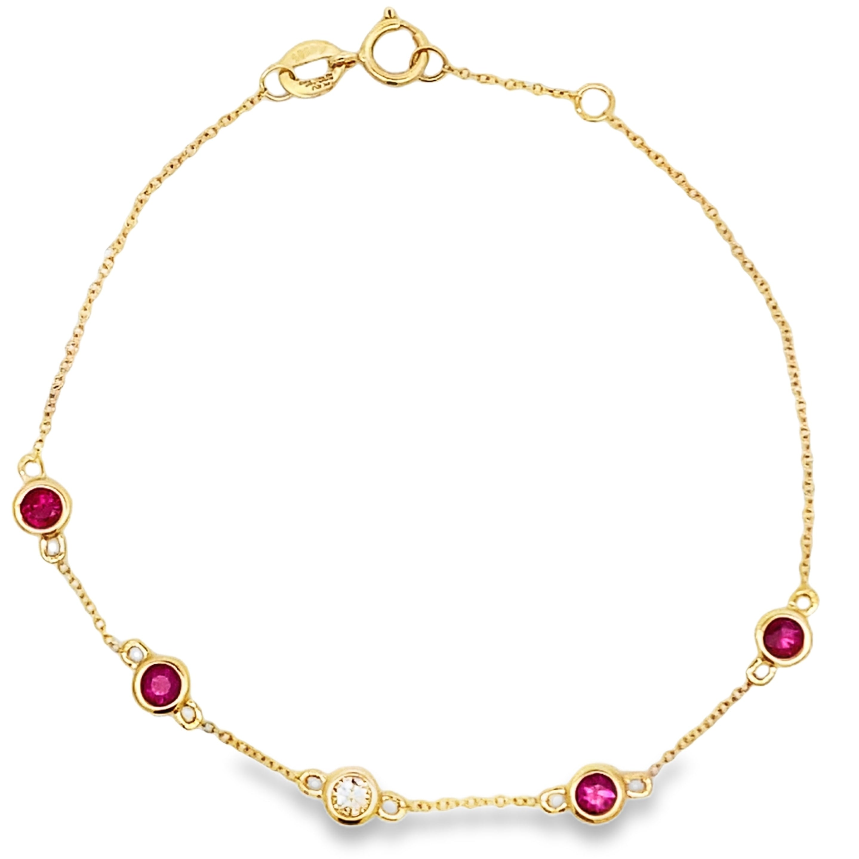 .66ct Ruby Diamond Bracelet 14KT Yellow Gold