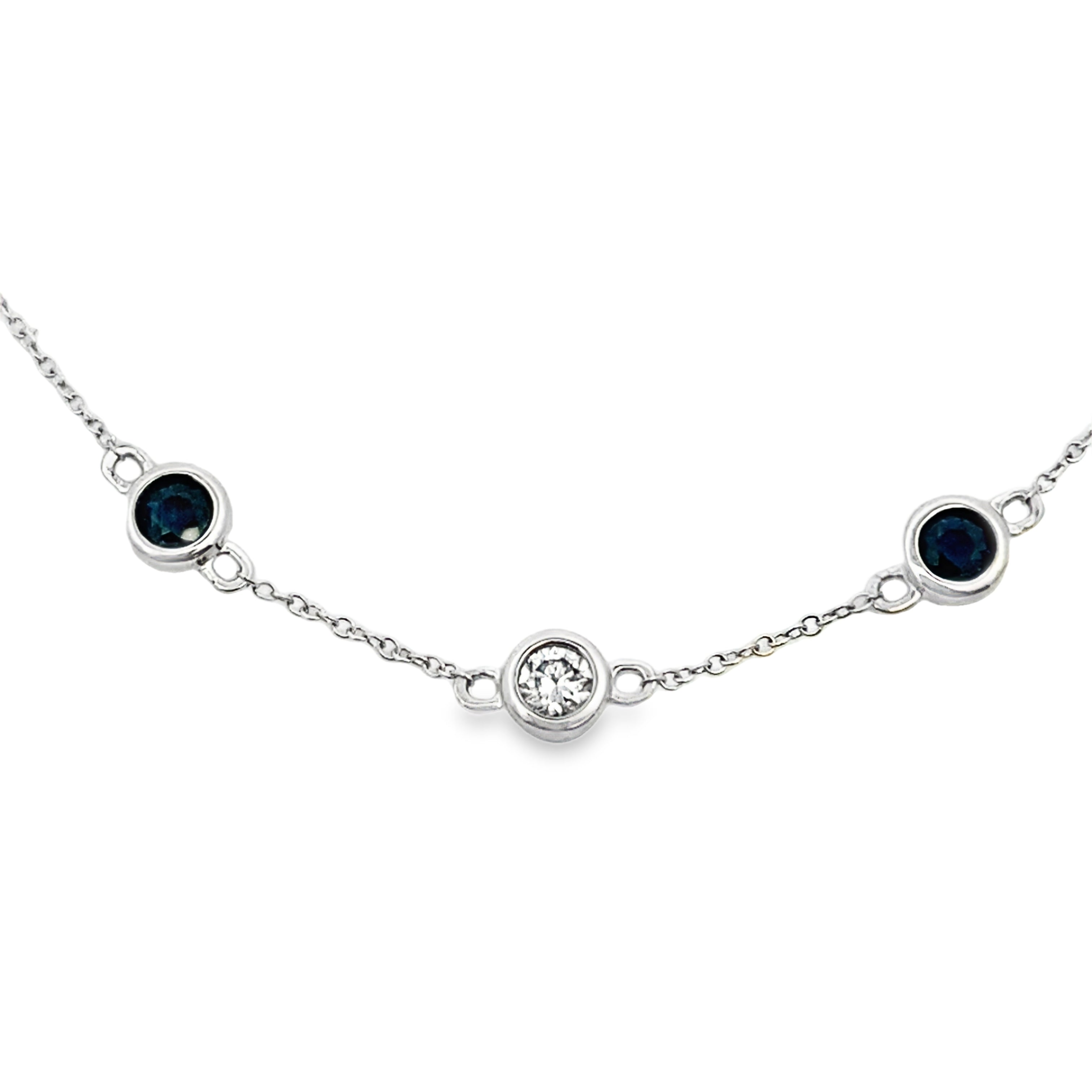 .67ct Sapphire Diamond Bracelet 14KT White Gold