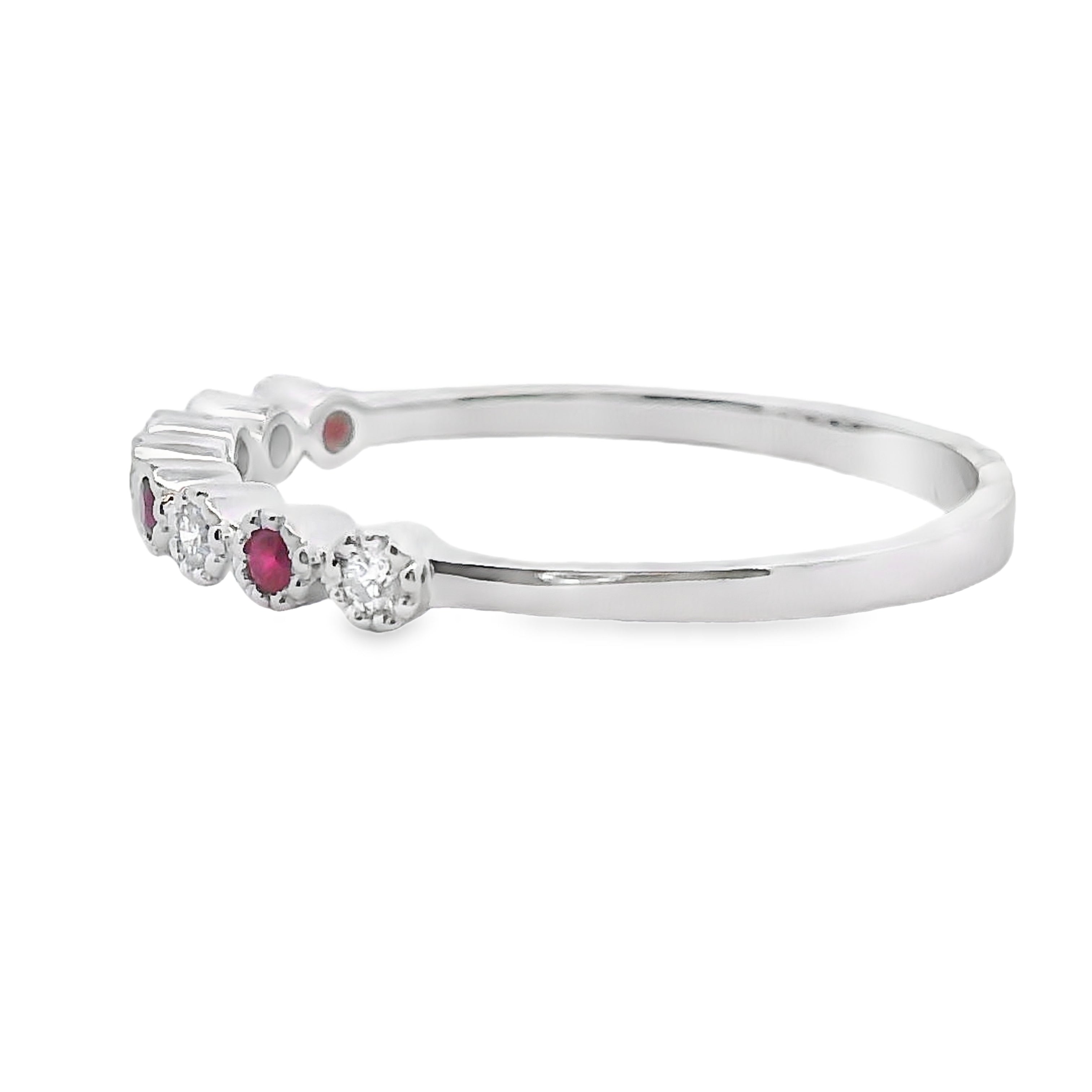 .14ct Ruby Diamond stackable band set 14KT White Gold