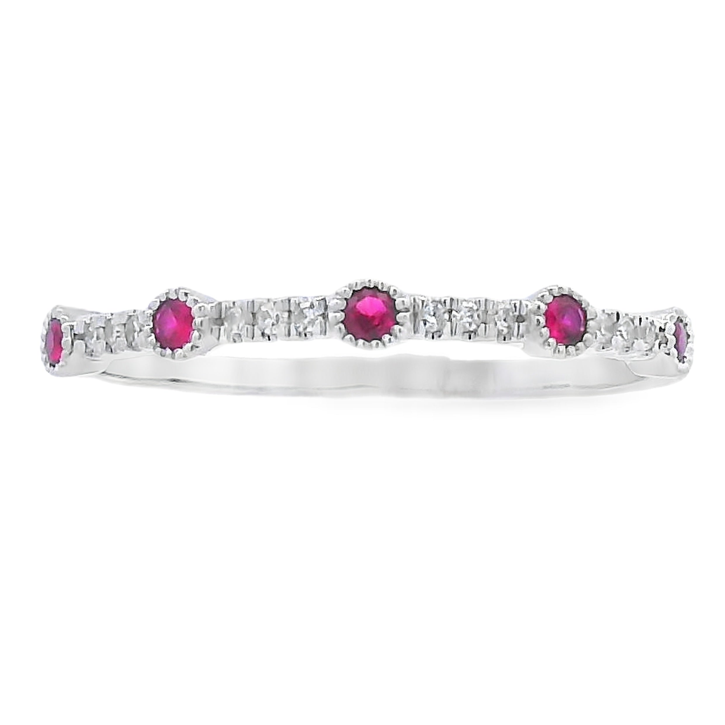 .16ct Ruby Diamond stackable band set 14KT White Gold