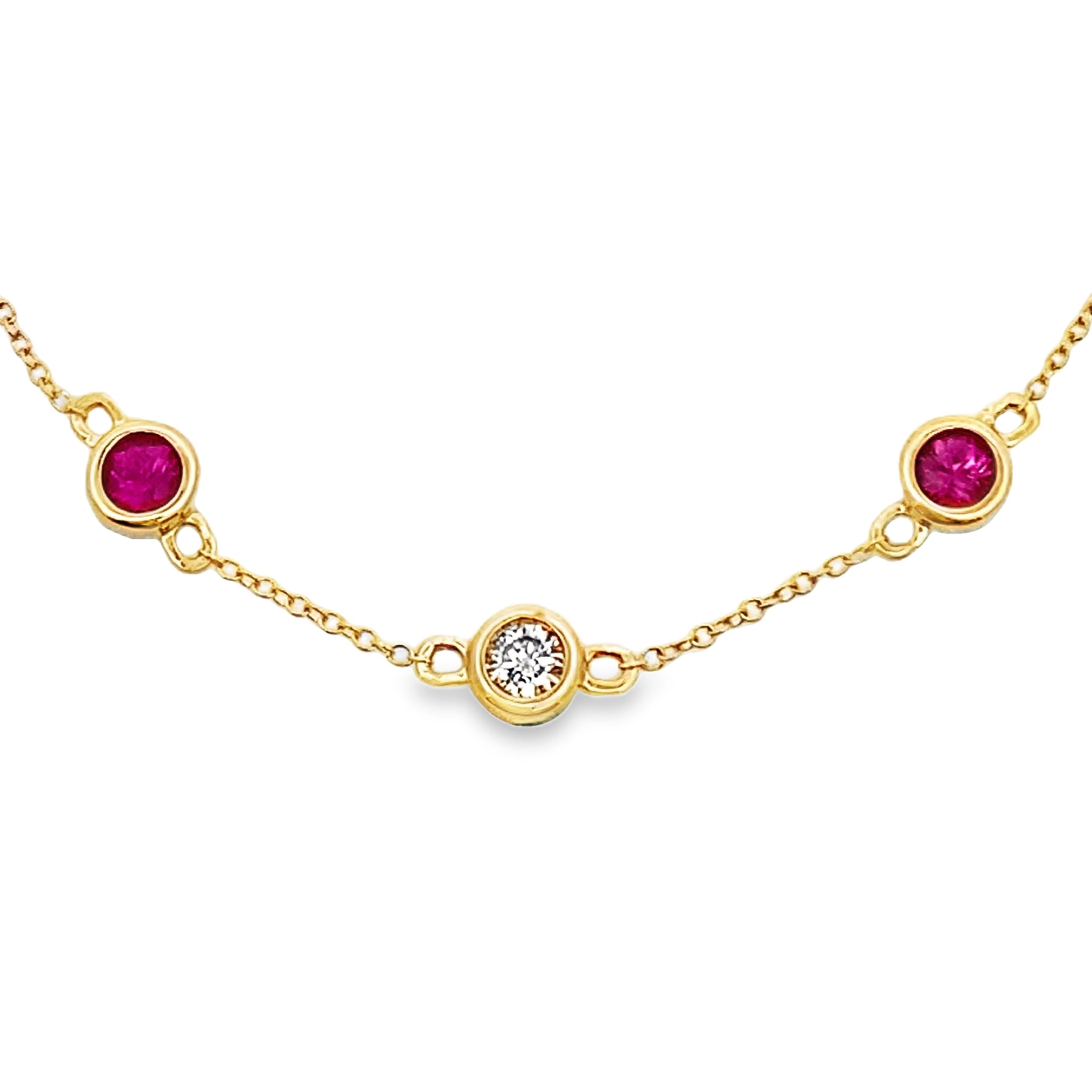 .66ct Ruby Diamond Bracelet 14KT Yellow Gold