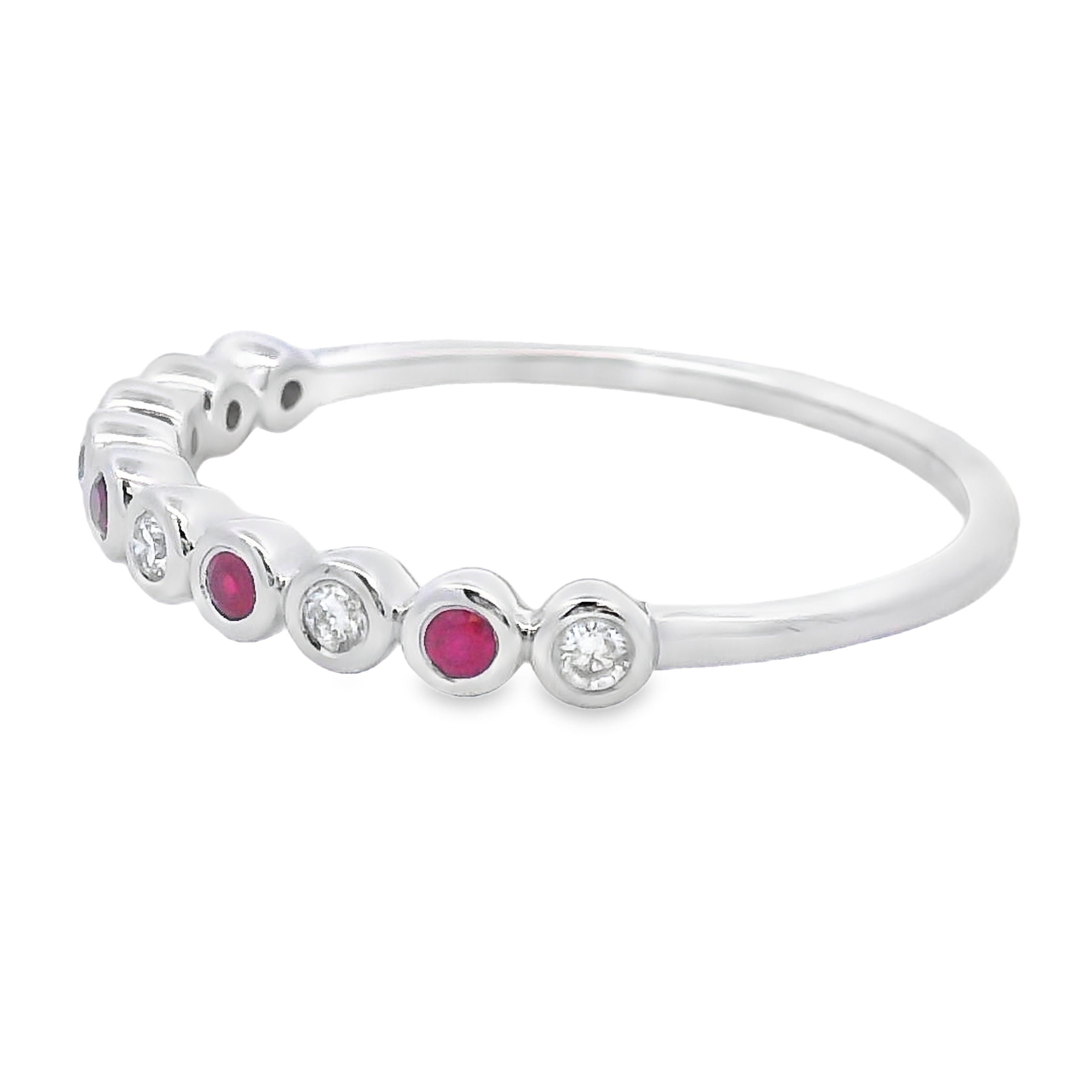 .18ct Ruby Diamond stackable band set 14KT White Gold
