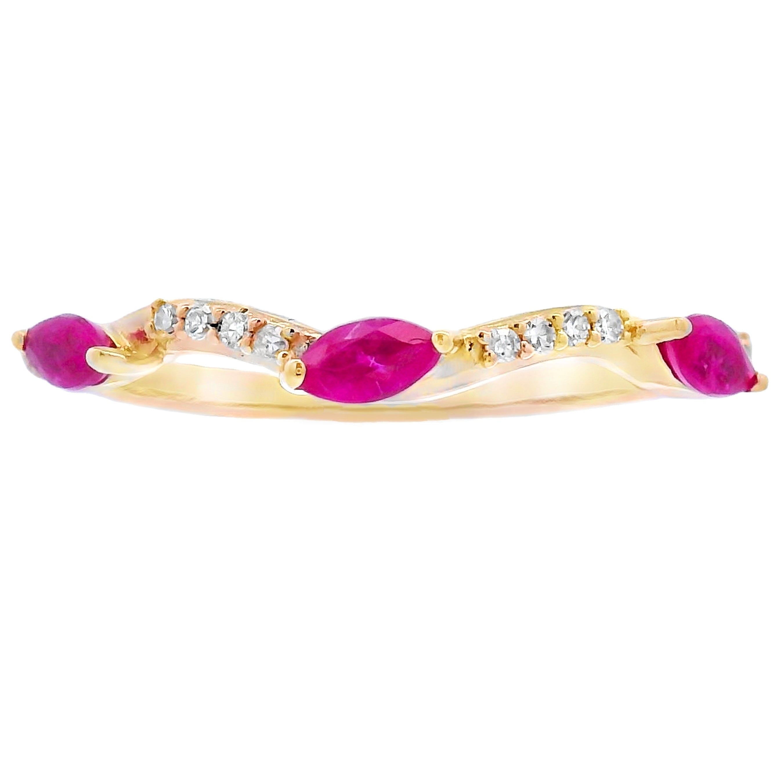 .21ct Ruby Diamond stackable band set 14KT Yellow Gold
