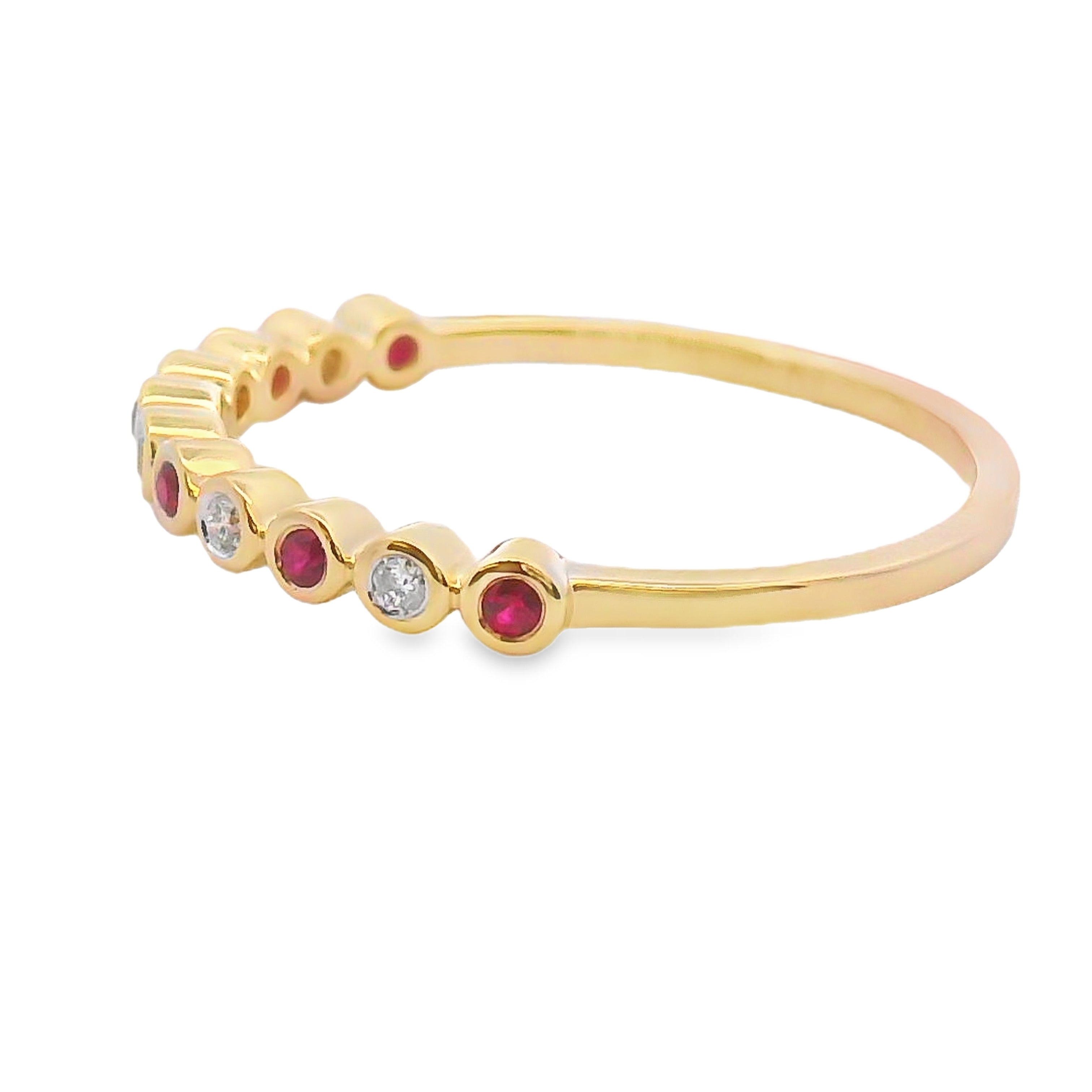 .13ct Ruby Diamond stackable band set 14KT Yellow Gold