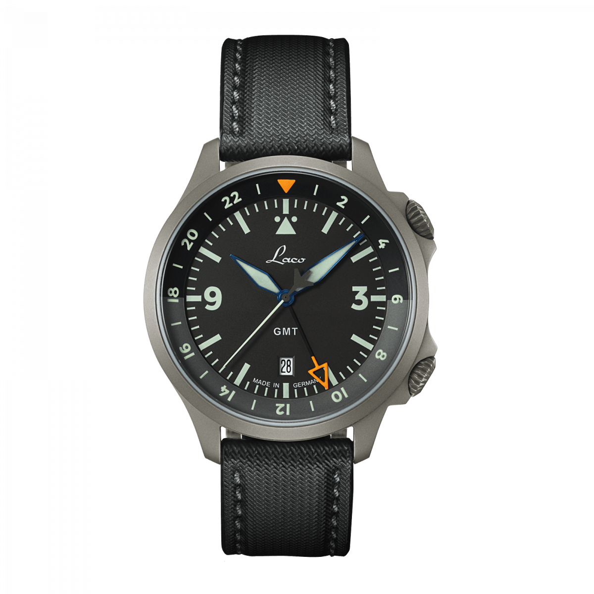 Laco Pilot Watch Frankfurt GMT Schwarz (43mm) Automatic 862120.2