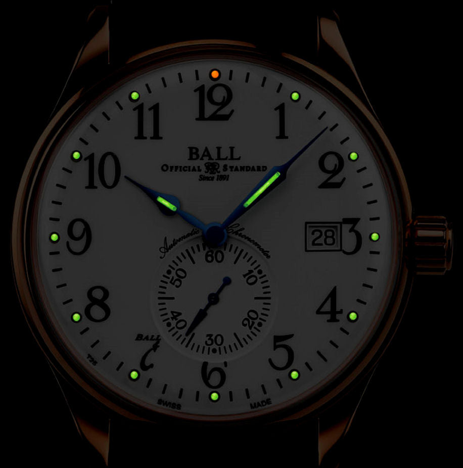 BALL Trainmaster Standard Time 18k (40mm) NM3888D-PG-LCJ-WH