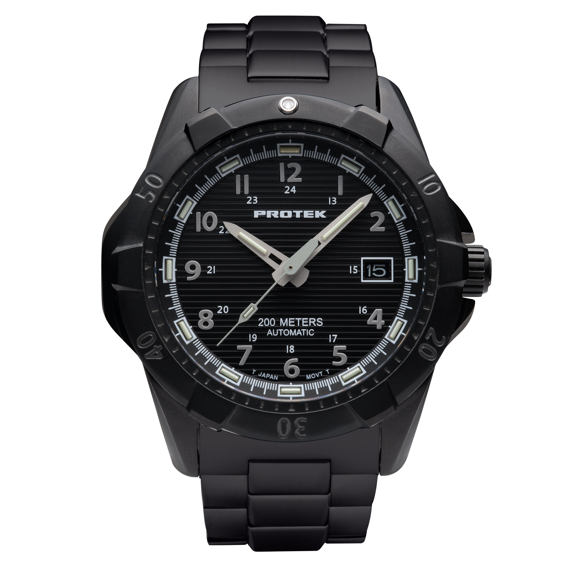 ProTek Automatic Black Steel Dive Watch (42mm) PT2202BR