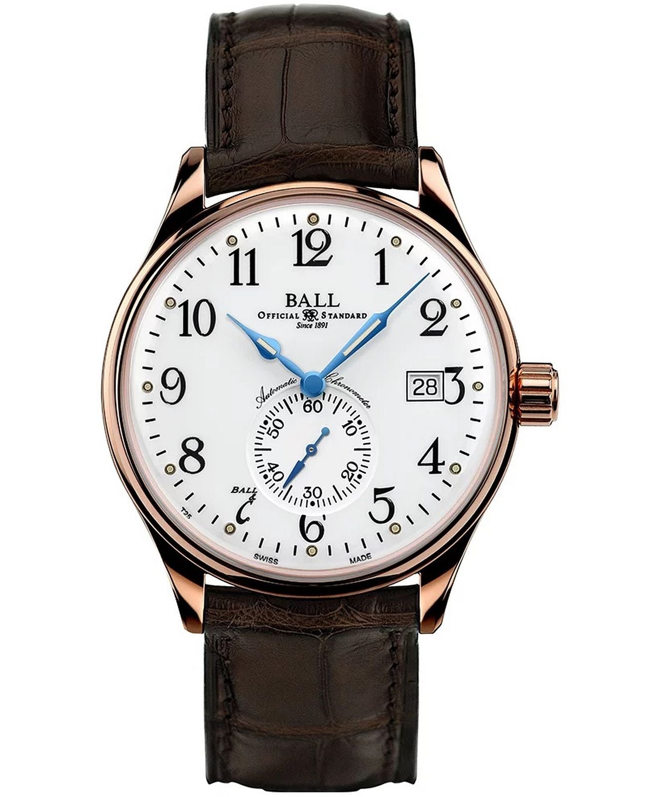 BALL Trainmaster Standard Time 18k (40mm) NM3888D-PG-LCJ-WH