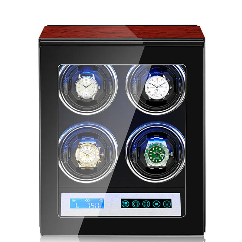 Tachymeters 4 Watch Programmable Watch Winder - Dark Cherry Finish