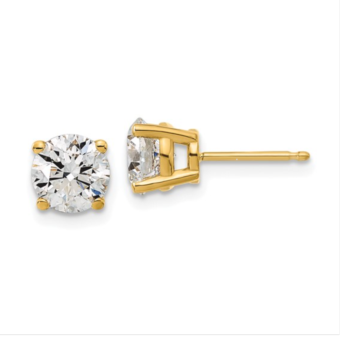Lab Grown Round Brilliant Cut Diamond Stud Earrings