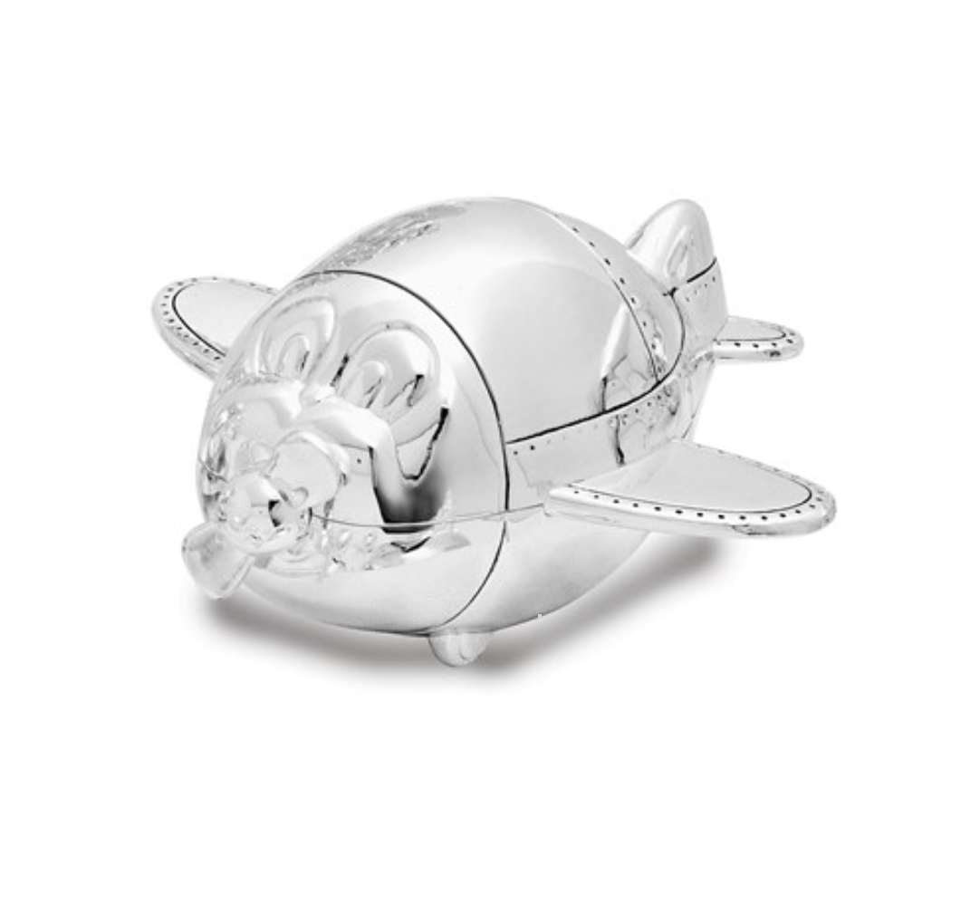 Silver-Plated Polished Airplane Bank