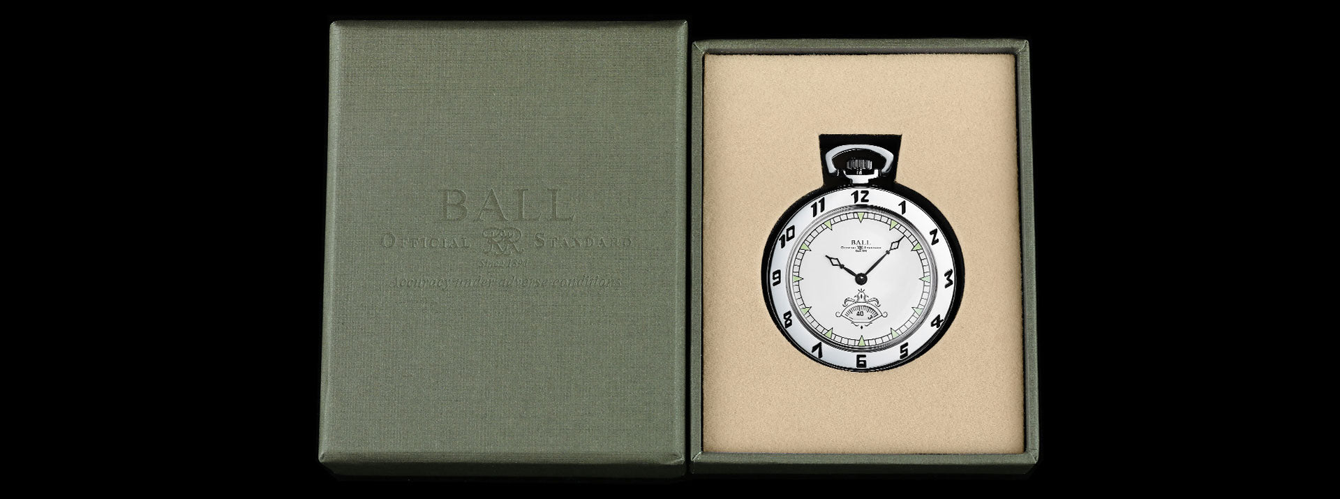 BALL Trainmaster Secometer Pocket Watch  (45mm) PW1098E-WH