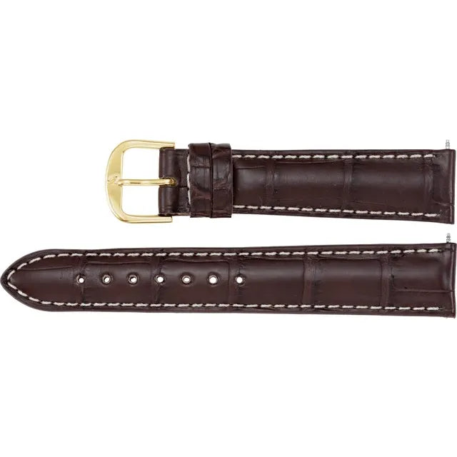 22mm Brown Matte Genuine Alligator Leather Padded Watch Strap