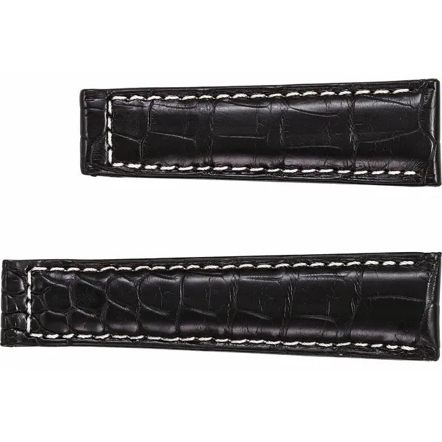 20mm Black Alligator Leather Watch Strap - Rolex Daytona  Replacement