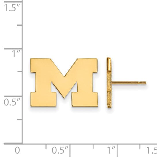 University of Michigan 14k Letter M Small Post Earrings