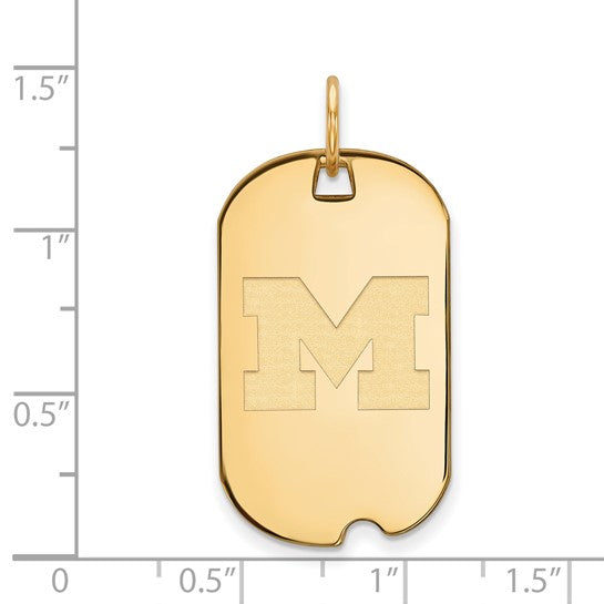 University of Michigan Letter M 14k Small Dog Tag Pendant