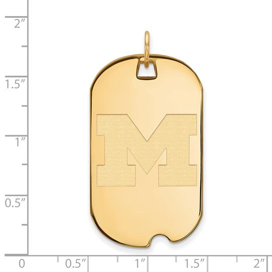 University of Michigan Letter M 14k Large Dog Tag Pendant