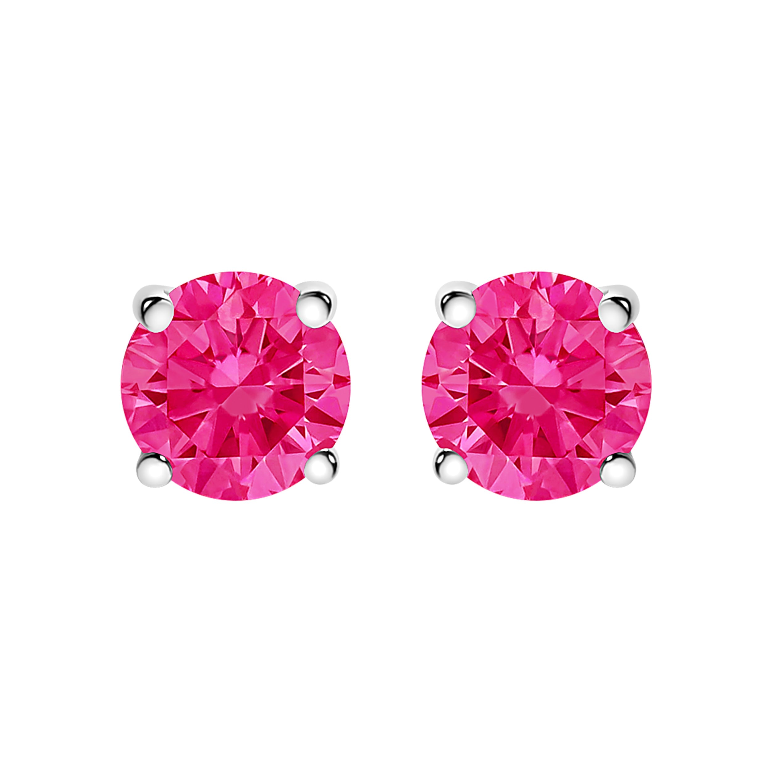 14K White Gold 1/2 Cttw Round Brilliant Cut Lab Grown Pink Diamond 4-Prong Classic Solitaire Earrings (Pink Color, VVS2-VS1 Clarity)
