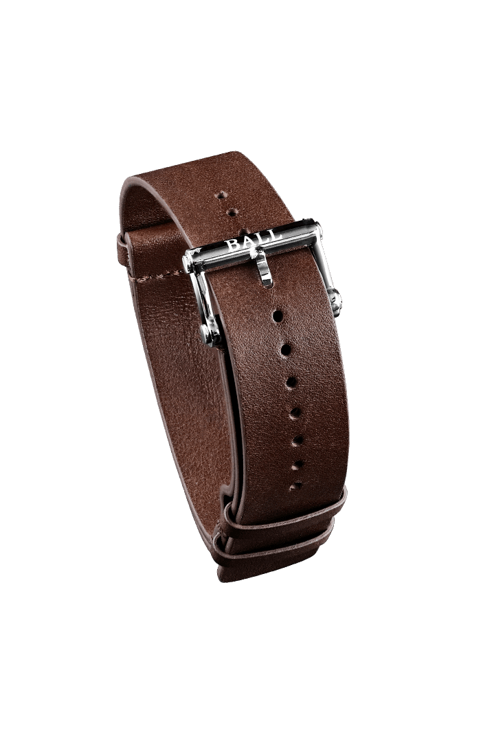 Ball Brown calf leather NATO 20mm - Polished pin buckle