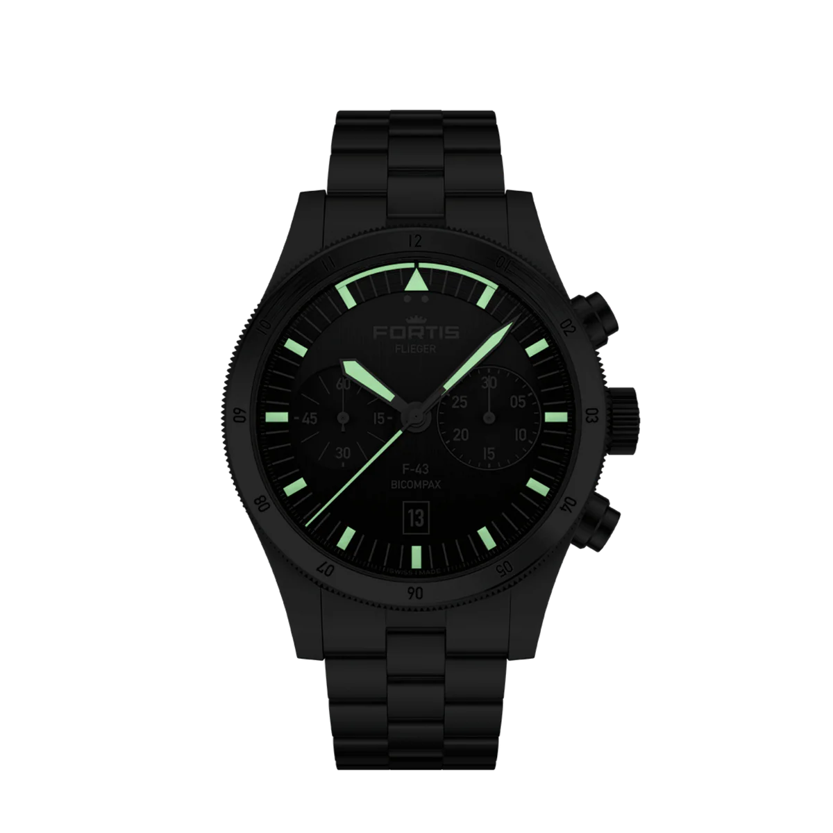 Fortis Flieger F-43 Bicompax Black F4240006
