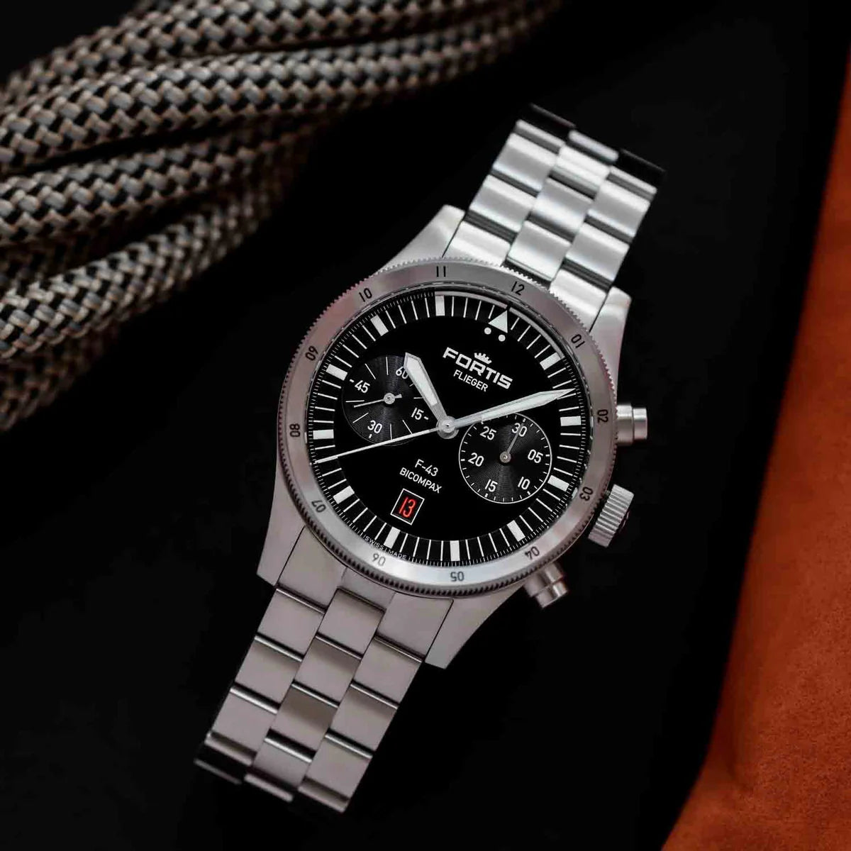 Fortis Flieger F-43 Bicompax Black F4240006