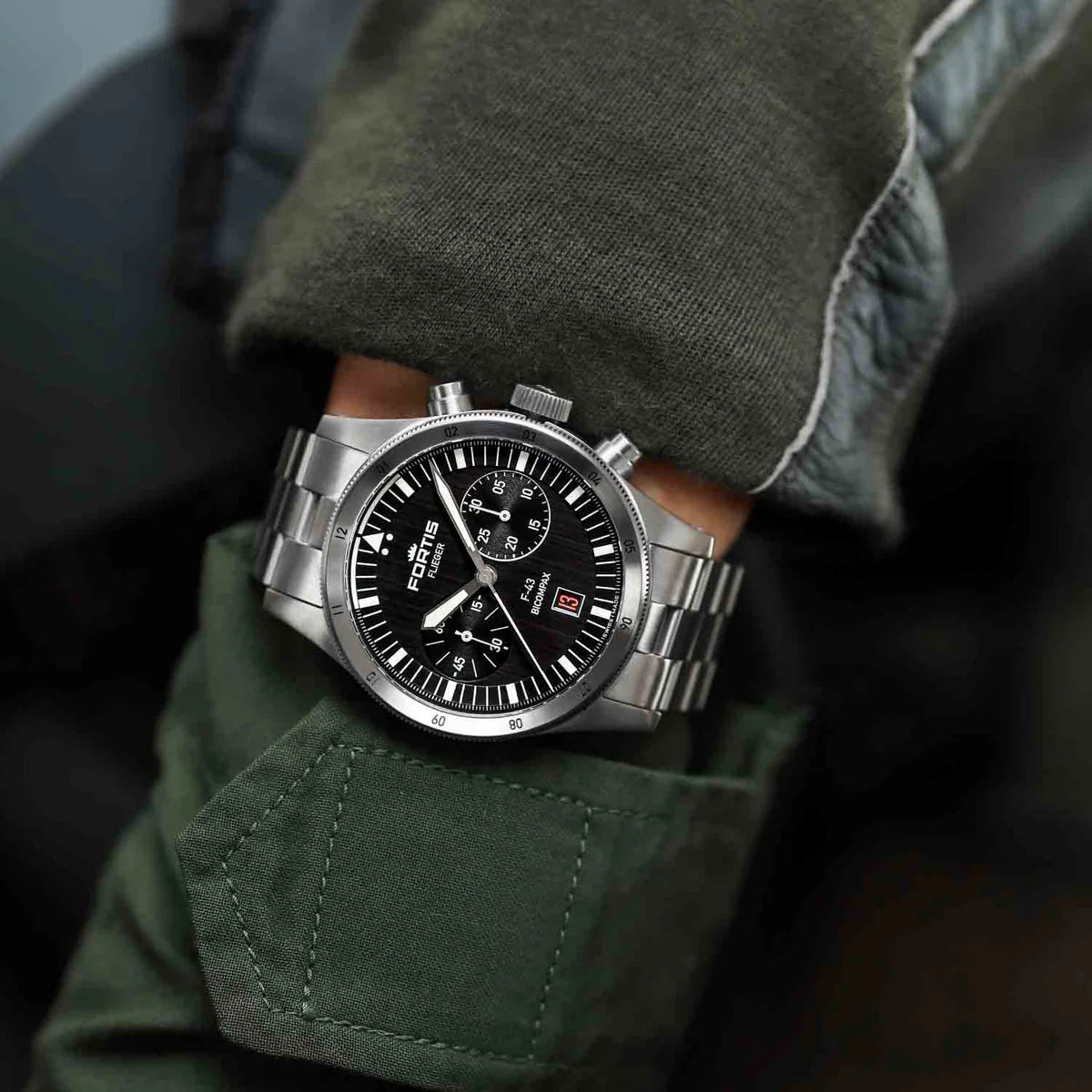 Fortis Flieger F-43 Bicompax Black F4240006