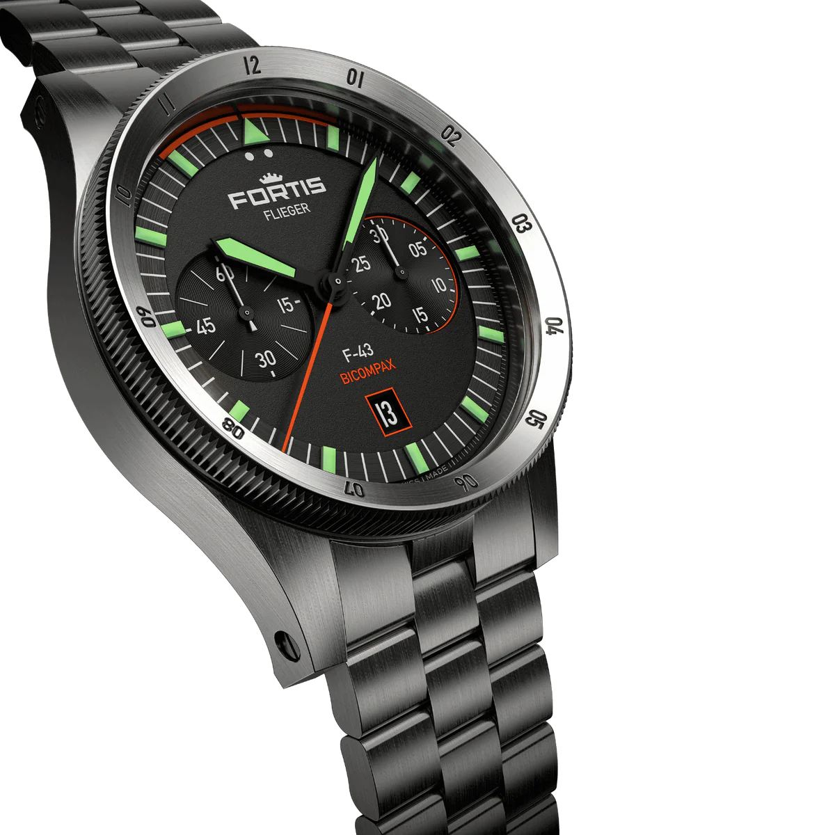 Fortis Flieger F-43 Bicompax Black F4240006