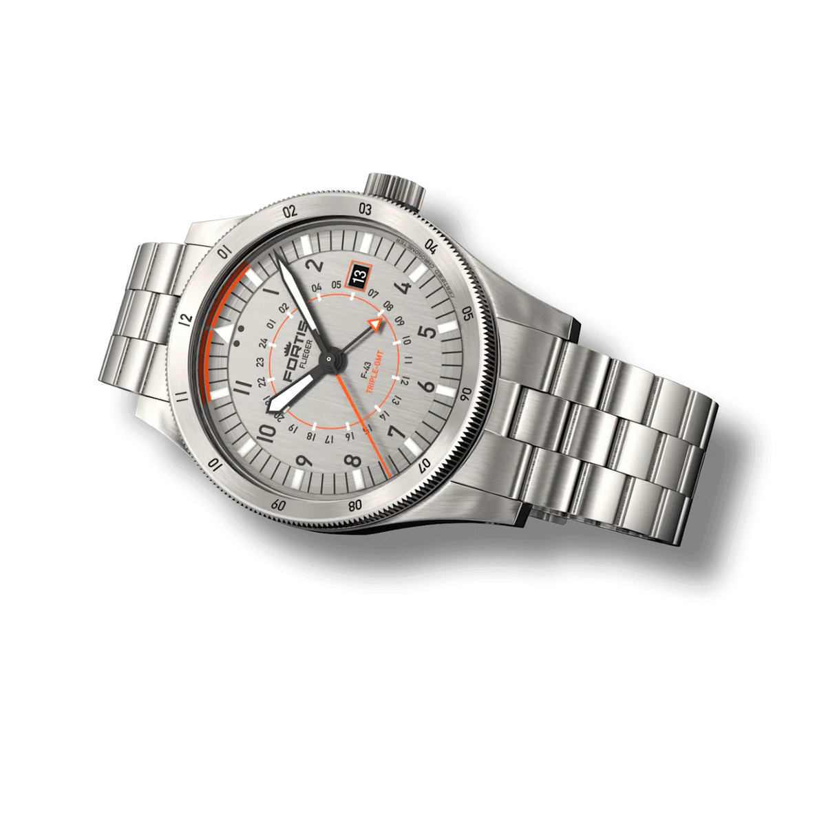 Fortis Flieger F-43 Triple GMT Titanium Orange F4260002
