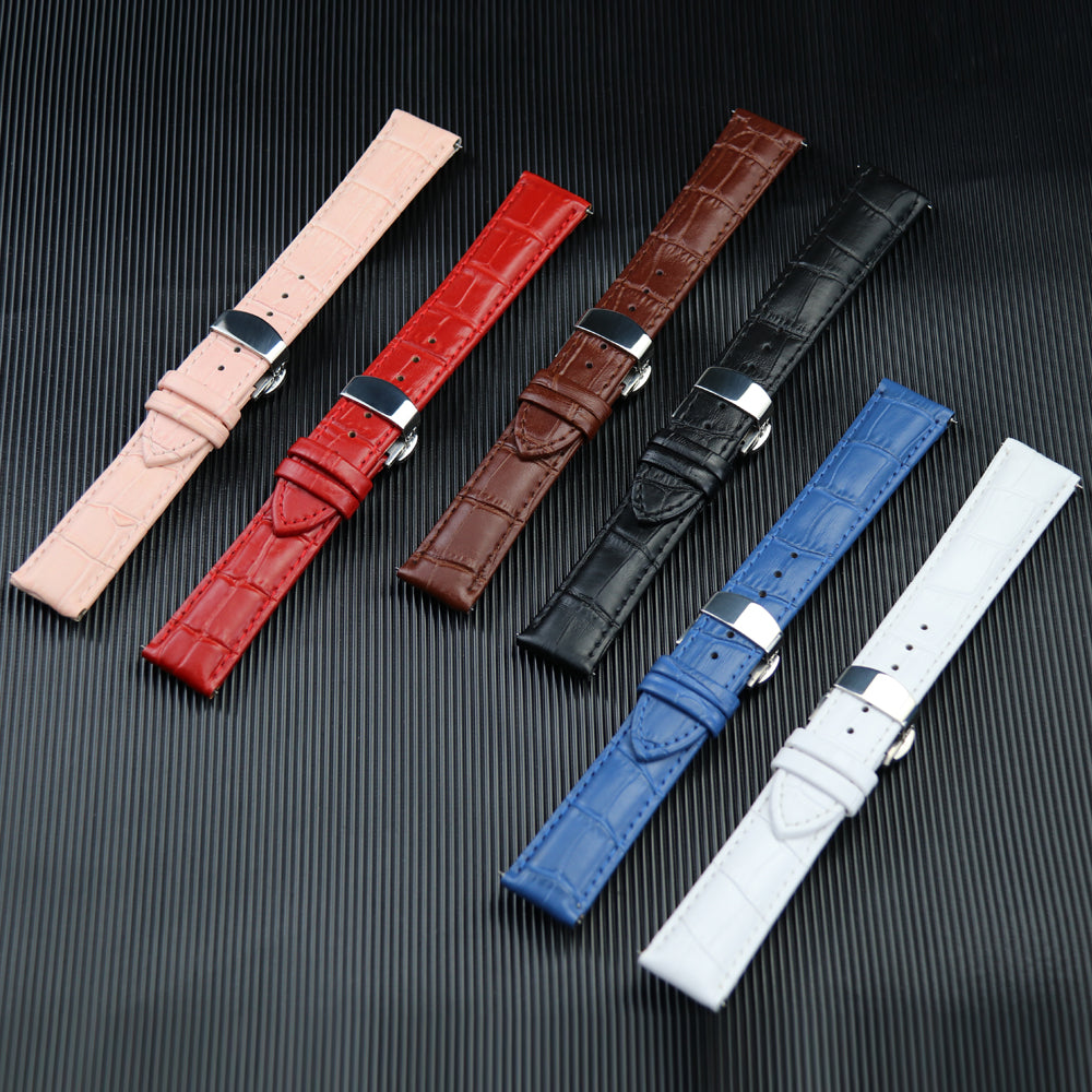 Pink Top Grain Leather Padded Watch Strap Kit
