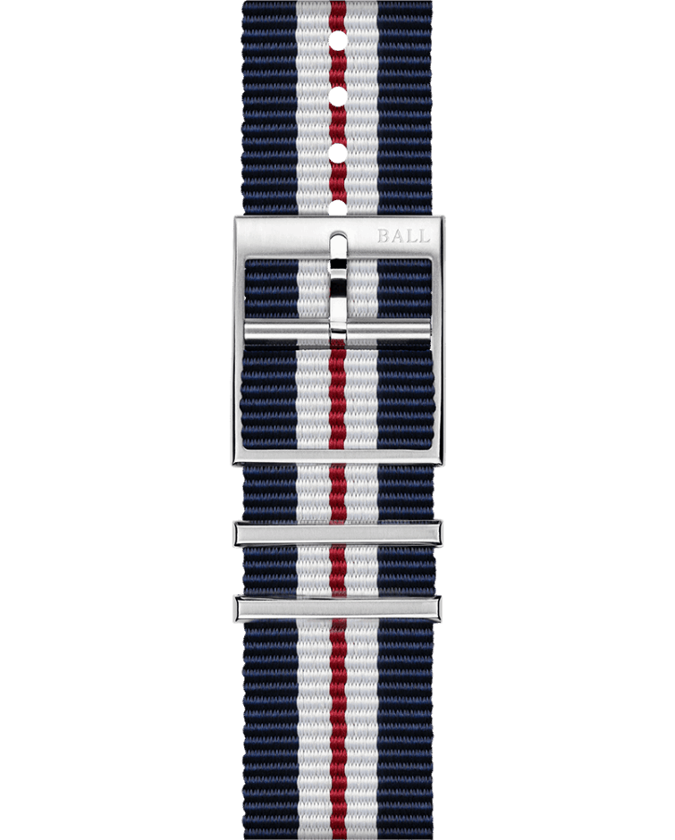 Ball Red White & Blue 21mm NATO Strap w/ Pin Buckle NATOGUSA21D2018