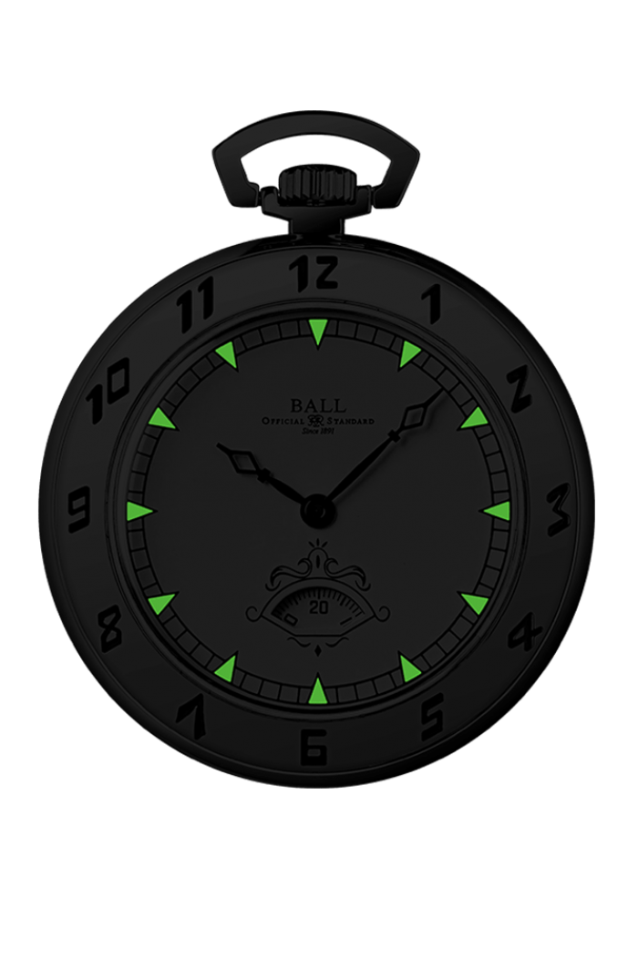 BALL Trainmaster Secometer Pocket Watch  (45mm) PW1098E-WH