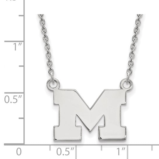 University of Michigan 14k Letter M Small Pendant on 18"Cable Chain