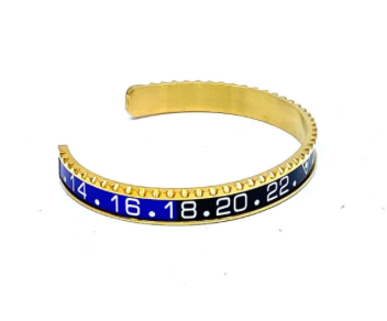 Plated Stainless Steel GMT Watch Bezel Cuff Bangle Bracelet